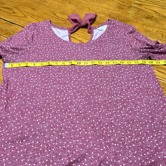 LC Lauren Conrad purple/white dotted sweater. Lace trim. Ties in back. Large. - Picture 3 of 11